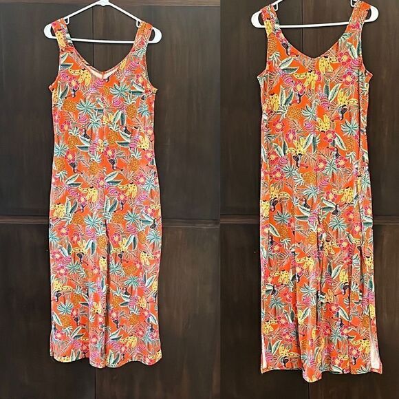 Cuddl Duds Parrot Pineapple Wide Leg Flexwear Jumpsuit Small - Picture 2 of 6